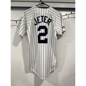 Vintage Majestic Derek Jeter Pinstripe NEW YORK YANKEES #2 Jersey Sm Made In USA
